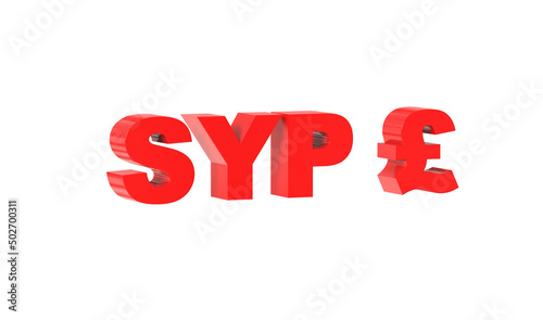  Syrian lira currency symbol of Syria in Red - 3d rendering, 3d illustration- 3d Illustration, 3d rendering 