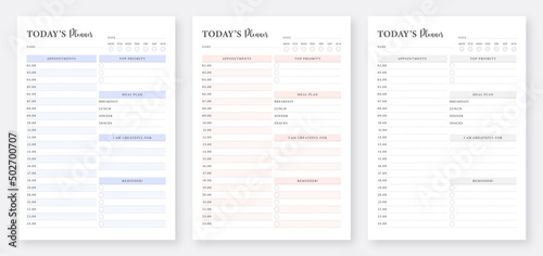 Today planner. template Daily Activity Planner. 	
Daily planner template. 3 Set of minimalist planners. Printable Daily Planner Templates.