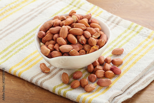 Raw peanut heap in the bowl