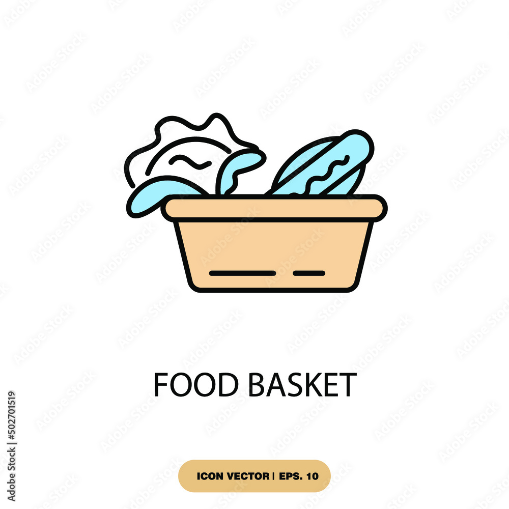 food basket icons  symbol vector elements for infographic web