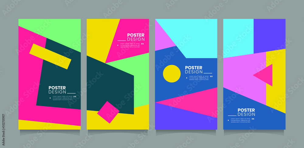 Abstract geometric pop colorful  cover poster background vector collection. Presentation report business banner and social media magazine layout template.