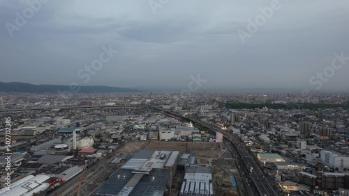 2022年4月　夕暮れ時の門真市駅周辺から空撮 photo