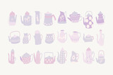 Set of Cute Purple and Pink Kettle for Decoration