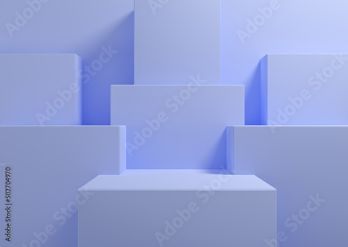 Light, pastel blue 3D rendering simple, minimal background for product display podium, stand for presentation geometric backdrop mock up template wallpaper for beauty cosmetic products