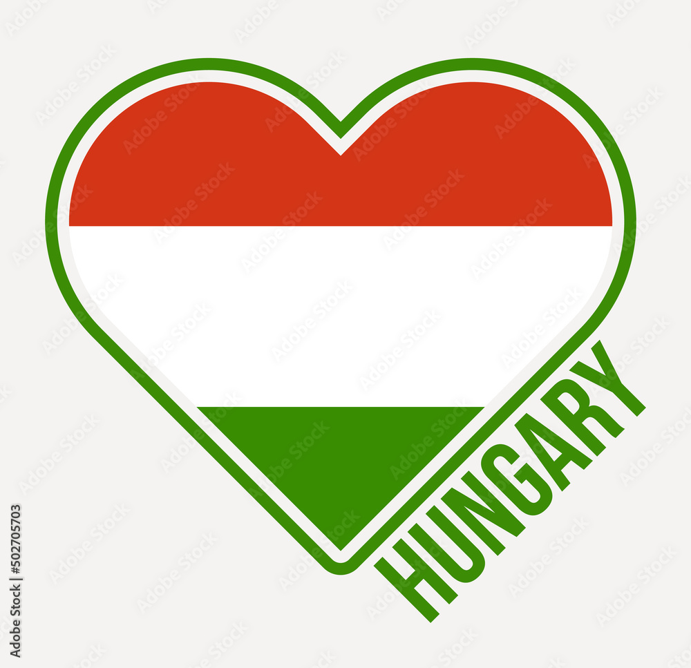 Hungary heart flag badge. Made with Love from Hungary logo. Flag of the country heart shape. Vector illustration. Hungary heart flag badge. Made with Love from Hungary logo. Flag of the country heart shape. Vector illustration.