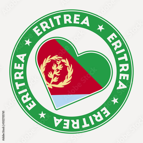 Eritrea heart flag badge. From Eritrea with love logo. Support the country flag stamp. Vector illustration. photo