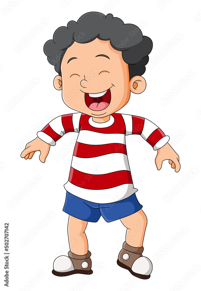 The Curly Boy Is Laughing While Doing Something Funny Stock Vector 