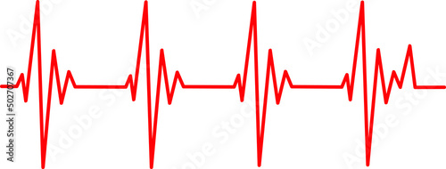 Heartbeat line icon isolated on white background. Red pulse on white background. Heartbeat pulse flat vector icon. Vector illustration for medical offers and websites. 
