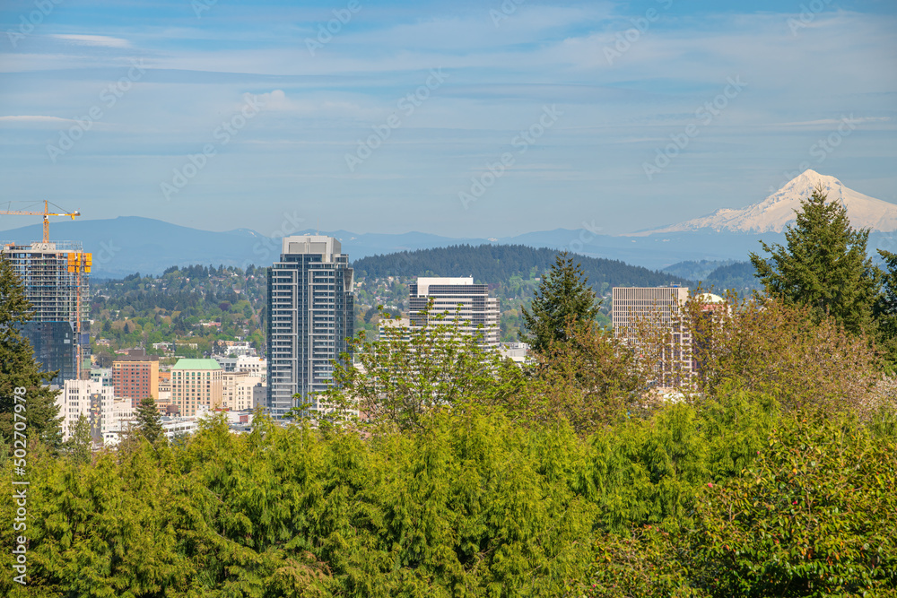 View of Mt. Hood and Portland Oregon.