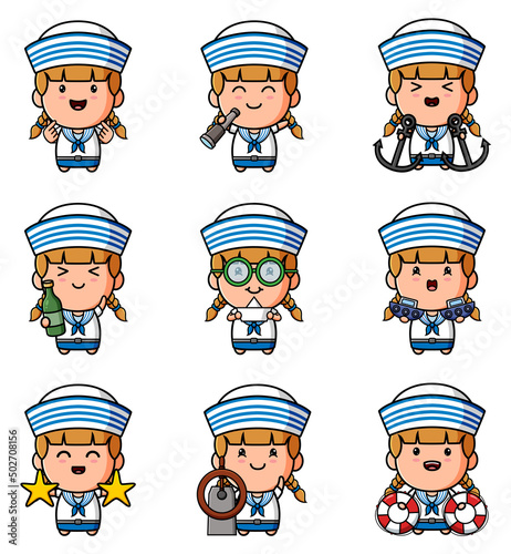 The collection of the mascot cute sailor girl bundle set
