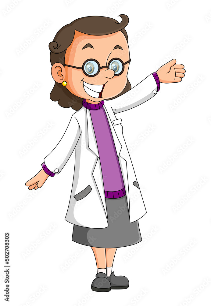 The cute girl dentist showing something The cute girl dentist showing something