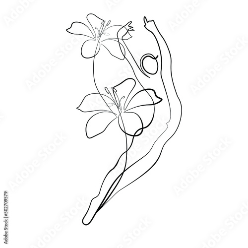Wild Flowers' surreal faces Continuous line, drawing of set faces and hairstyles, fashion concept, woman's beauty, minimalist, pretty sexy. Yourself self-care