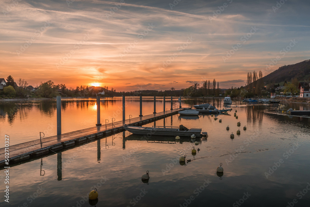 Sunset on the Rhine, Stein am Rhein, Canton Schaffhausen, Switzerland Sunset on the Rhine, Stein am Rhein, Canton Schaffhausen, Switzerland
