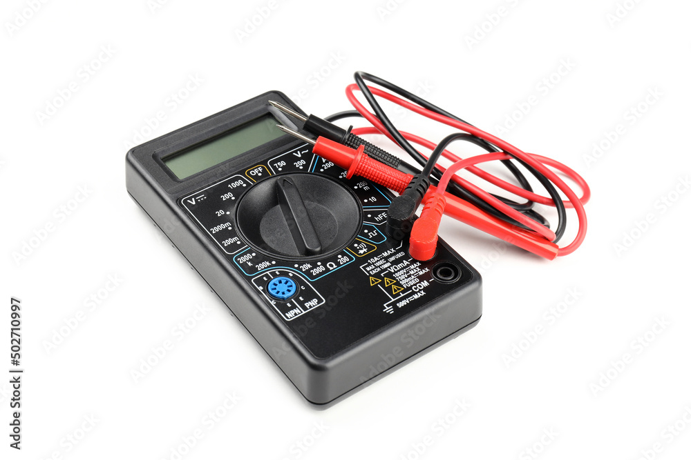 Multimeter isolated on white background, close up Multimeter isolated on white background, close up