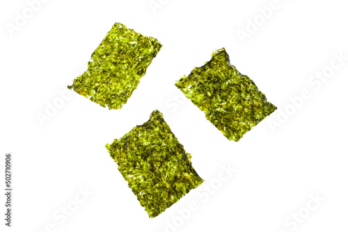 Dry seaweed nori isolated on white background