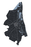 Ravenna vector map. Detailed black map of Ravenna city poster with streets. Cityscape urban vector.