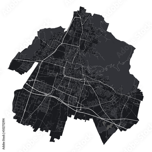 Brescia map. Detailed black map of Brescia city poster with streets. Cityscape urban vector.