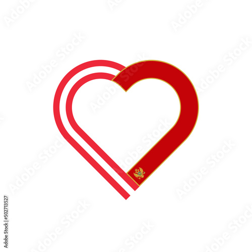 unity concept. heart ribbon icon of austria and montenegro flags. vector illustration isolated on white background