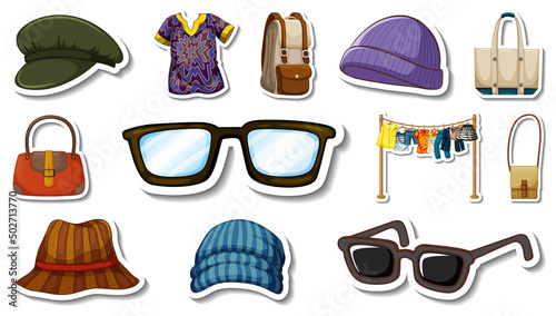 Sticker set of clothes and accessories