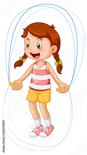 Cartoon girl jumping rope