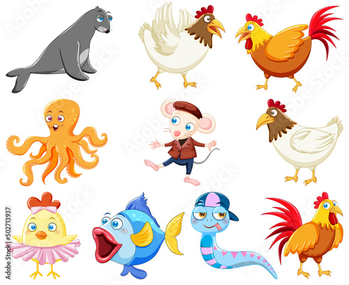 Wild animals with happy smile