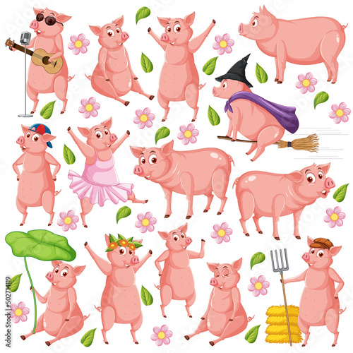Seamless pattern with cute animals