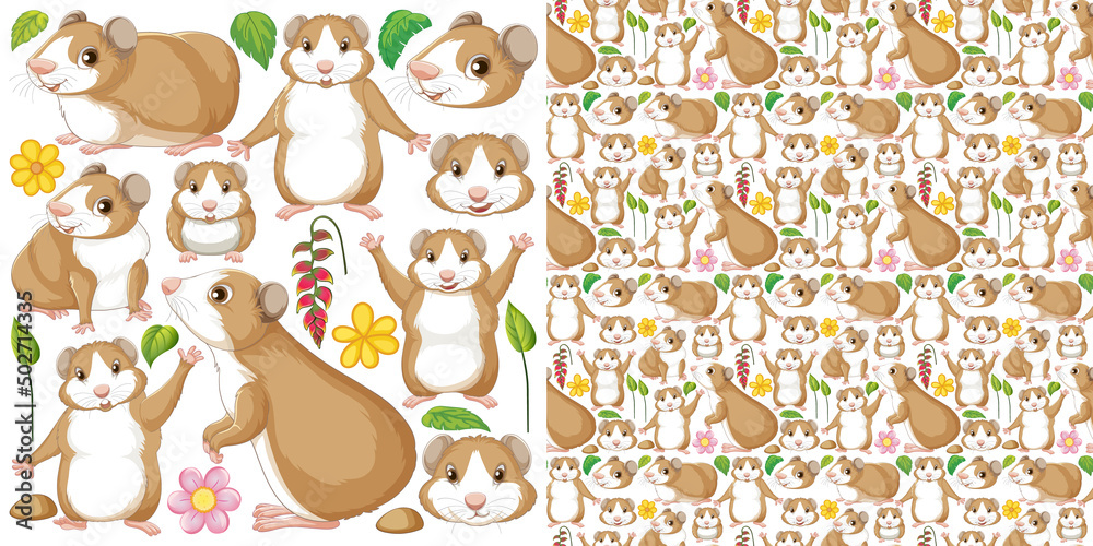 Seamless pattern with cartoon wild animals Seamless pattern with cartoon wild animals