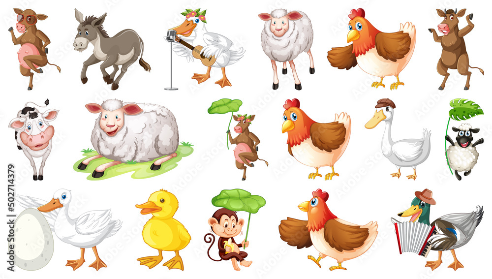 Farm animals on white background Farm animals on white background