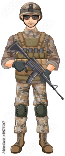Soldier in uniform cartoon character