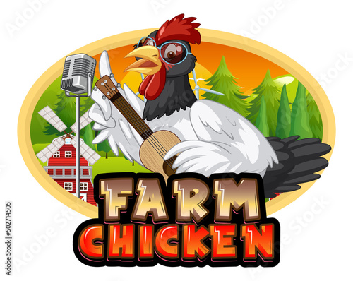 Farm chicken cartoon character logo