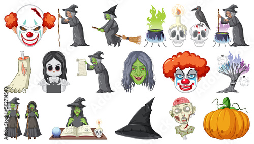 Halloween set with scary monsters