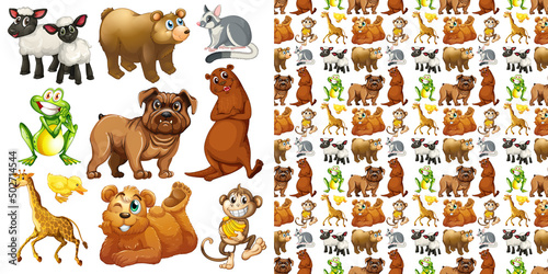 Cute animals cartoon set on white background