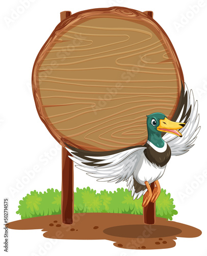 Blank round wooden signboard with animal