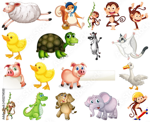 Set of animal cartoon character