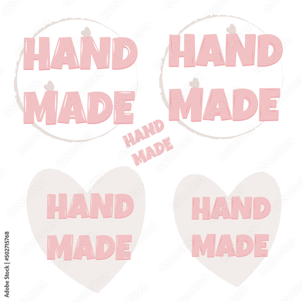 hand made products sticker, label, badge and logo.
 icon. Logo template with hand made
friendly products. Vector illustration