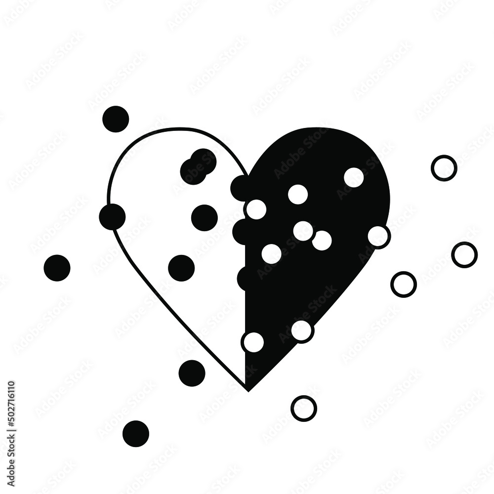 Dotted halftone heart icon. Black and white vector illustration. Dotted halftone heart icon. Black and white vector illustration.