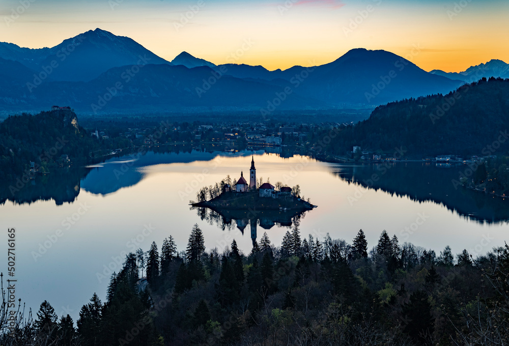 Stunning view of church in Lake Bled, Slovenia