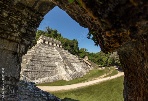 Beautiful pyramid that you can see in the temples of Palenque. Yucatan, Mexico photo