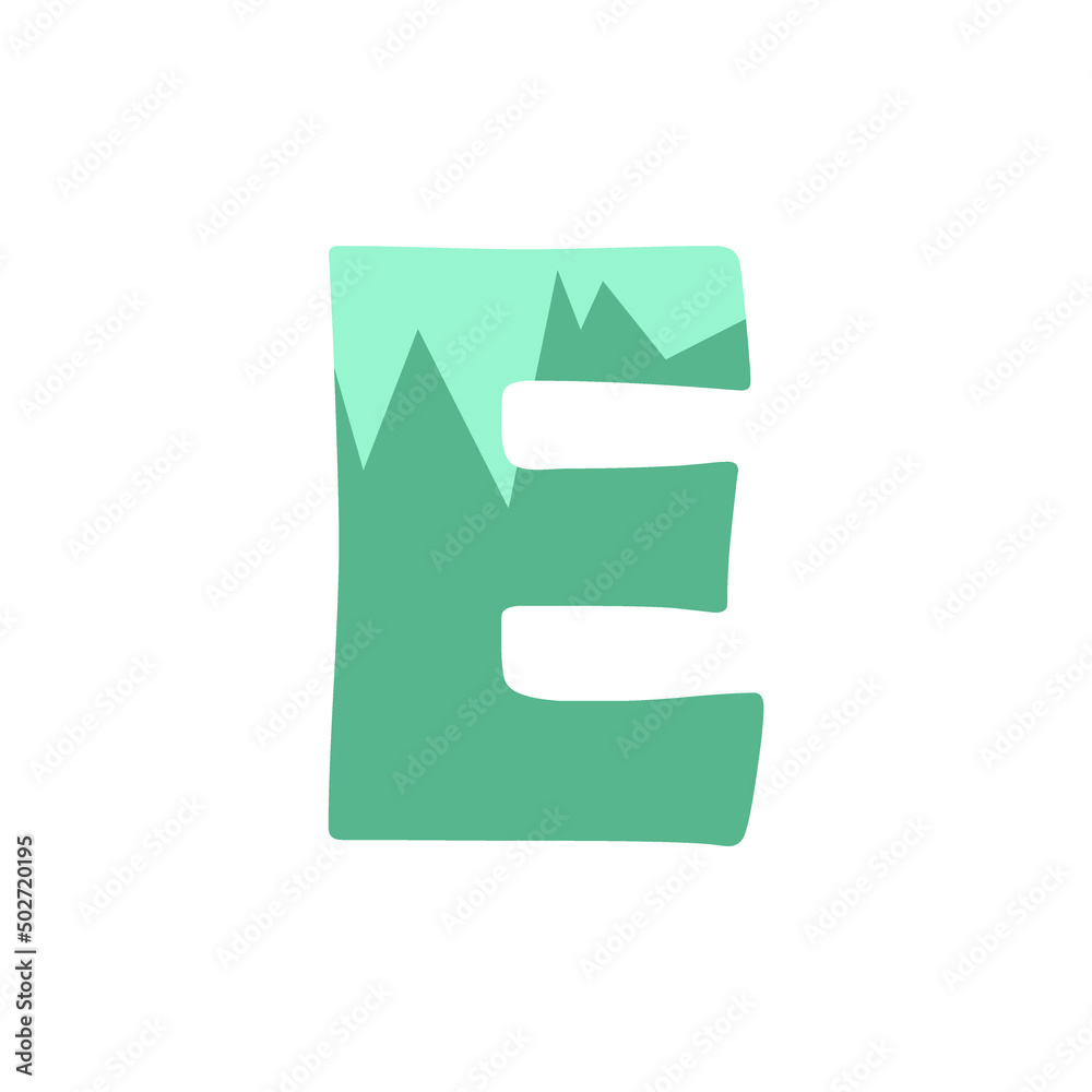 The letter E on a white background. Icon, button, graphic, illustration, web, symbol, graphic resources.