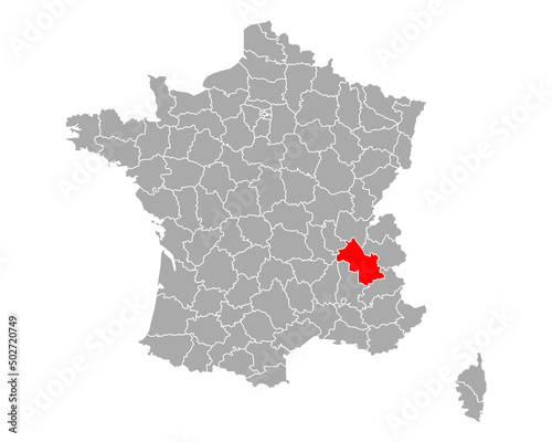 Karte von Isere in Frankreich