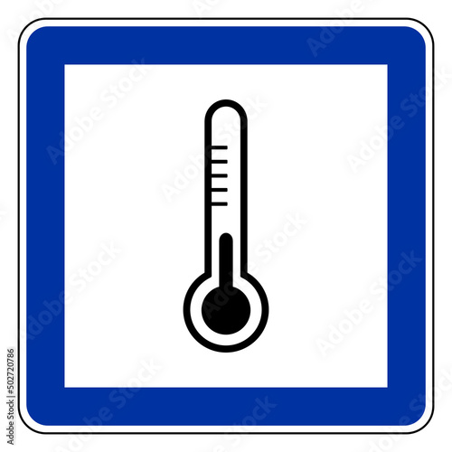 Thermometer und Schild