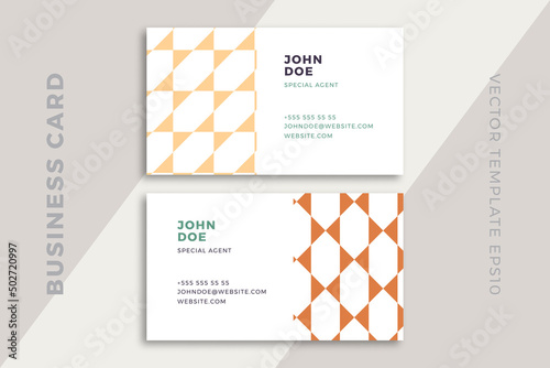 Modern abstract business card templates with artistic geometric pattern. Trendy corporate stationery mockup. Clean and simple vector editable background with sample text. EPS10