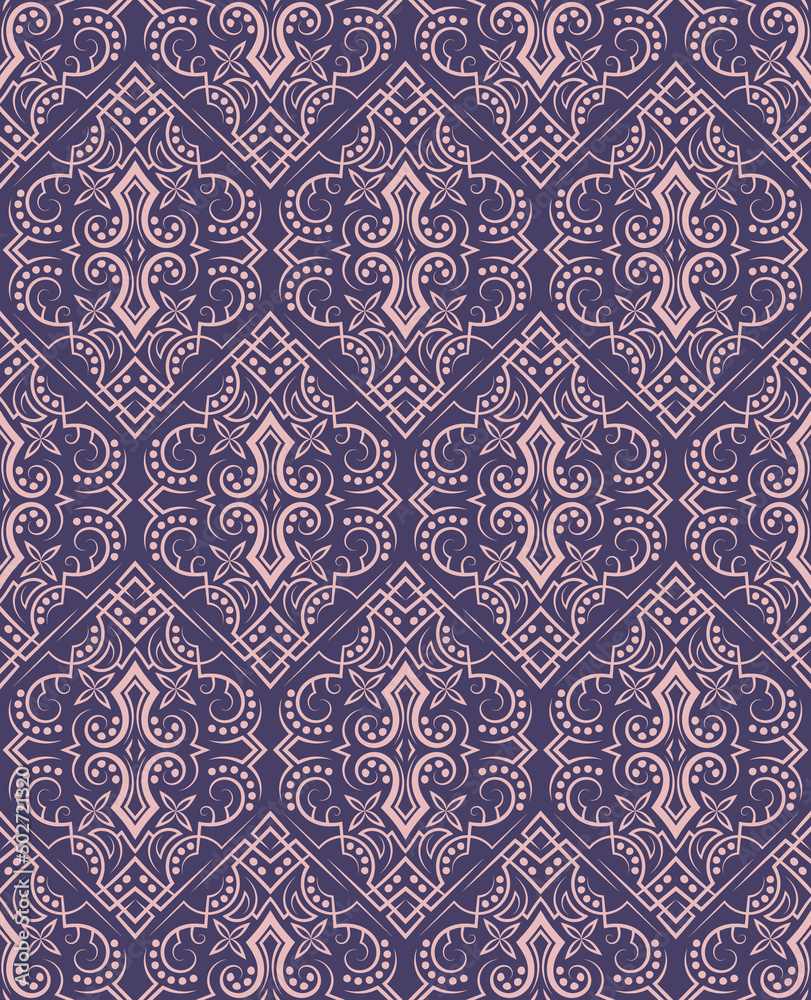 Vintage seamless pattern design. Symmetric graphic wallpaper. Vector tileable ornament.