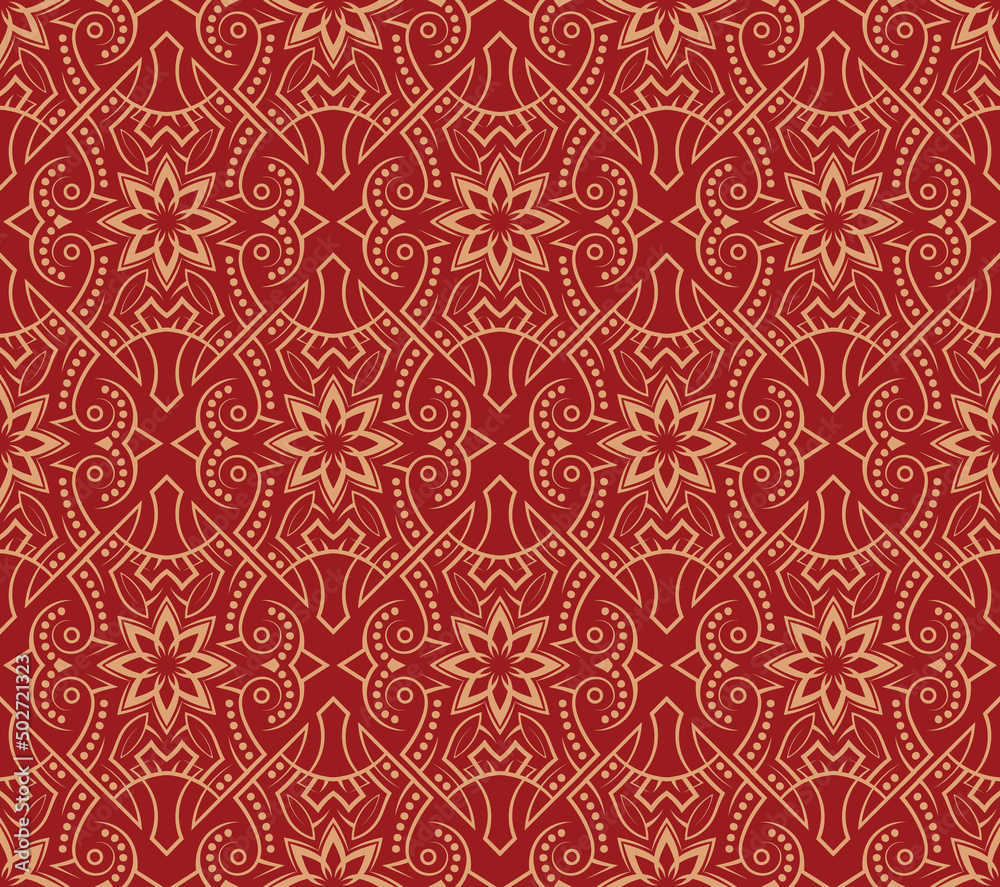 Luxury vintage seamless pattern. Symmetric fashioned romantic wallpaper. Vector repeating fabric ornament.
