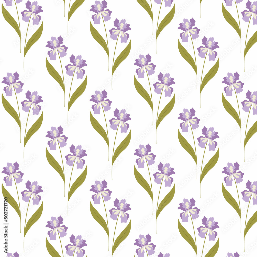 A pattern with lilac irises on an isolated layer A pattern with lilac irises on an isolated layer
