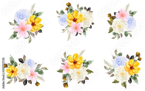 Pretty Colorful Watercolor Floral Bouquet Collection © Kuma