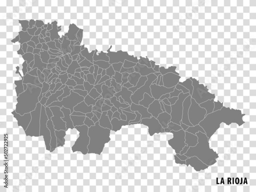 Blank map La Rioja of Spain. High quality map Comarcas of La Rioja on transparent background for your web site design, logo, app, UI.  Spain.  EPS10. photo