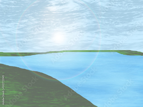 川　景色　背景　壁紙　イラスト