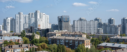 panorama of city skyscrapers, residential skyscrapers in the city center