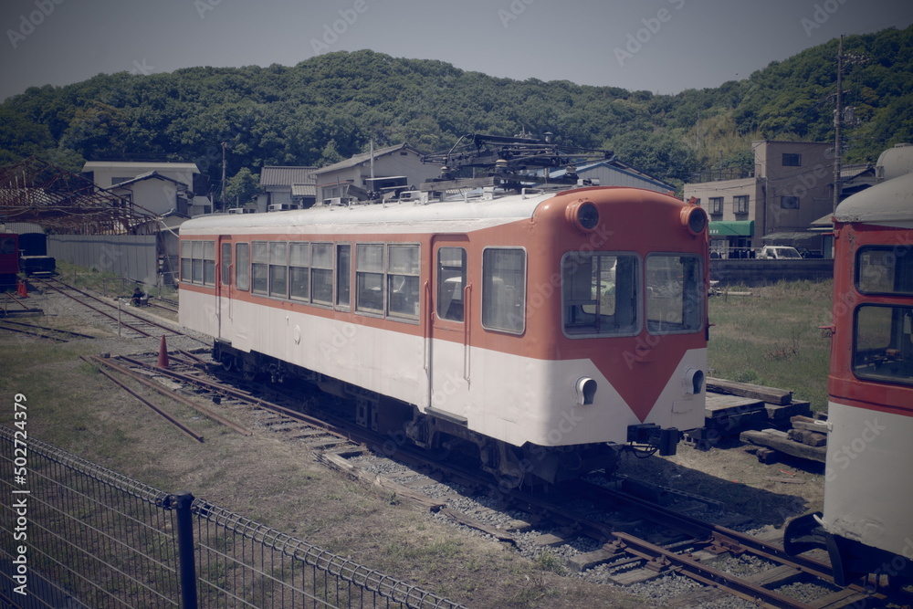 Obraz premium 日本の岡山県倉敷市にあった下津井電鉄の廃車両